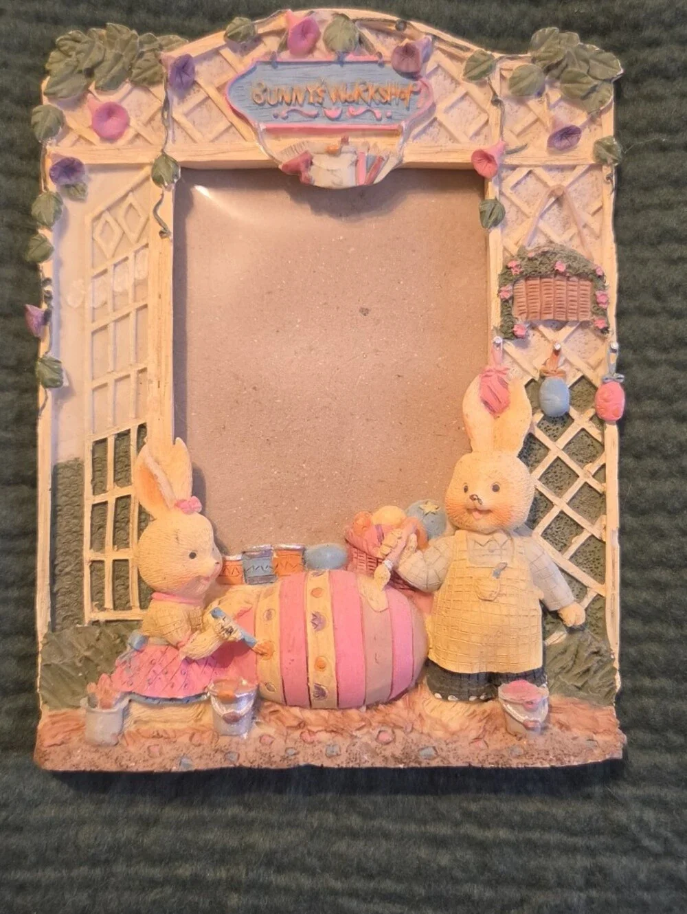 Easter Bunny Frame with Pastel Pink Egg